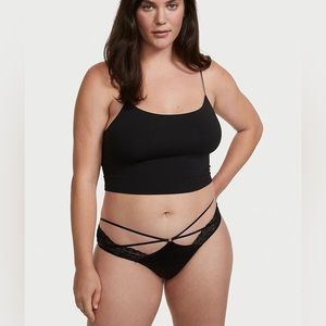 Victoria's Secret Very Sexy Strappy Lace Cheeky Panty in Black XL Silky Smooth